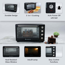 Load image into Gallery viewer, Oven Toaster Griller (OTG) - 28 Litres, Black - with Rotisserie,Auto-shut off, heat-resistant tempered glass, Multi-stage heat selection