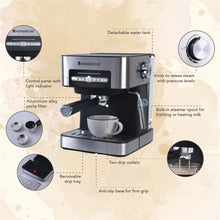 Load image into Gallery viewer, Regalia Espresso Coffee Maker 15 Bar | Ideal for Espresso, Cappuccino, Latté, Macchiato or Ristretto at Home | with Steamer Spout for Cappuccino &amp; Latte | Professional Style Coffee | Works with Coffee Powder | 2 Years Warranty | Steel