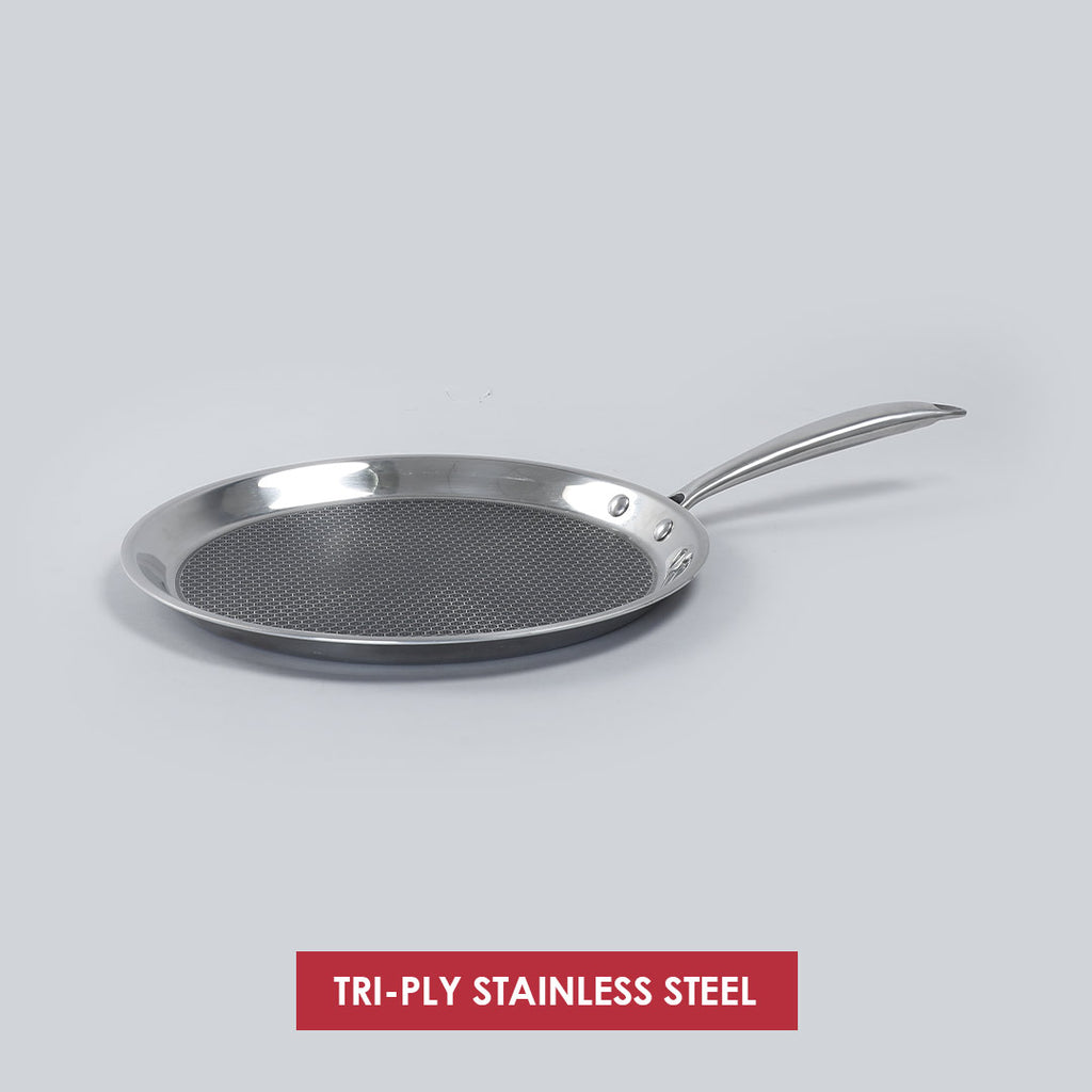 Stanton Stainless Steel 30 cm Nonstick Dosa Tawa | Non Stick Tawa | 2.5 mm | Black