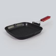 Load image into Gallery viewer, Caesar Nonstick Folding  Grill Pan | Ideal for Barbeque, Tandoori &amp; Sandwiches | Smart Folding Handle | Space Saver | Gas &amp; Induction Friendly | PFOA Free | 2.3L | 5 Year Warranty | Black