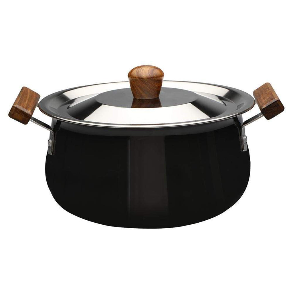 Ebony Hard Anodized Non-stick Biryani Handi with Lid - 5 L | Black