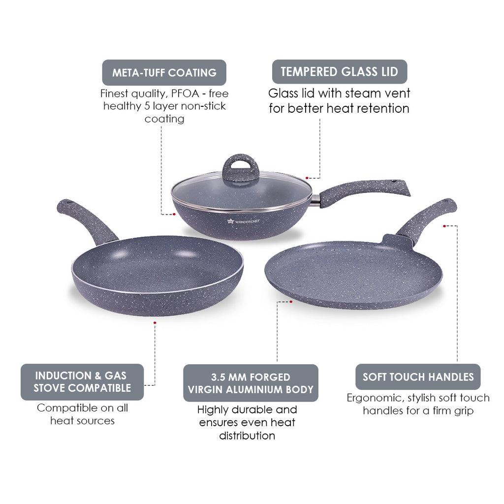 Granite Forged Non-Stick and PFOA-Free Aluminum Fry Pan Skillet Tawa