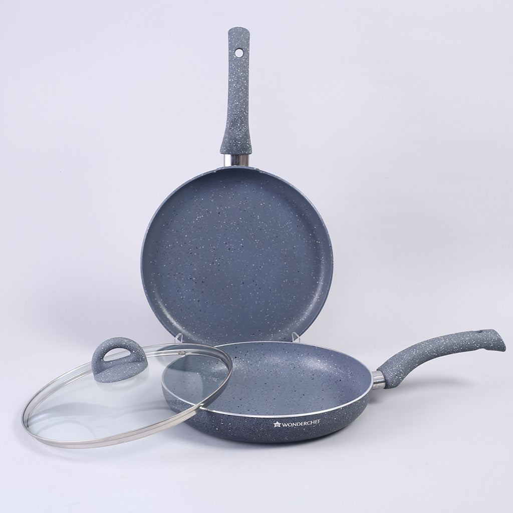 Granite 3 Pc Cookware Set with Lid, Non Stick, 2 Years Warranty