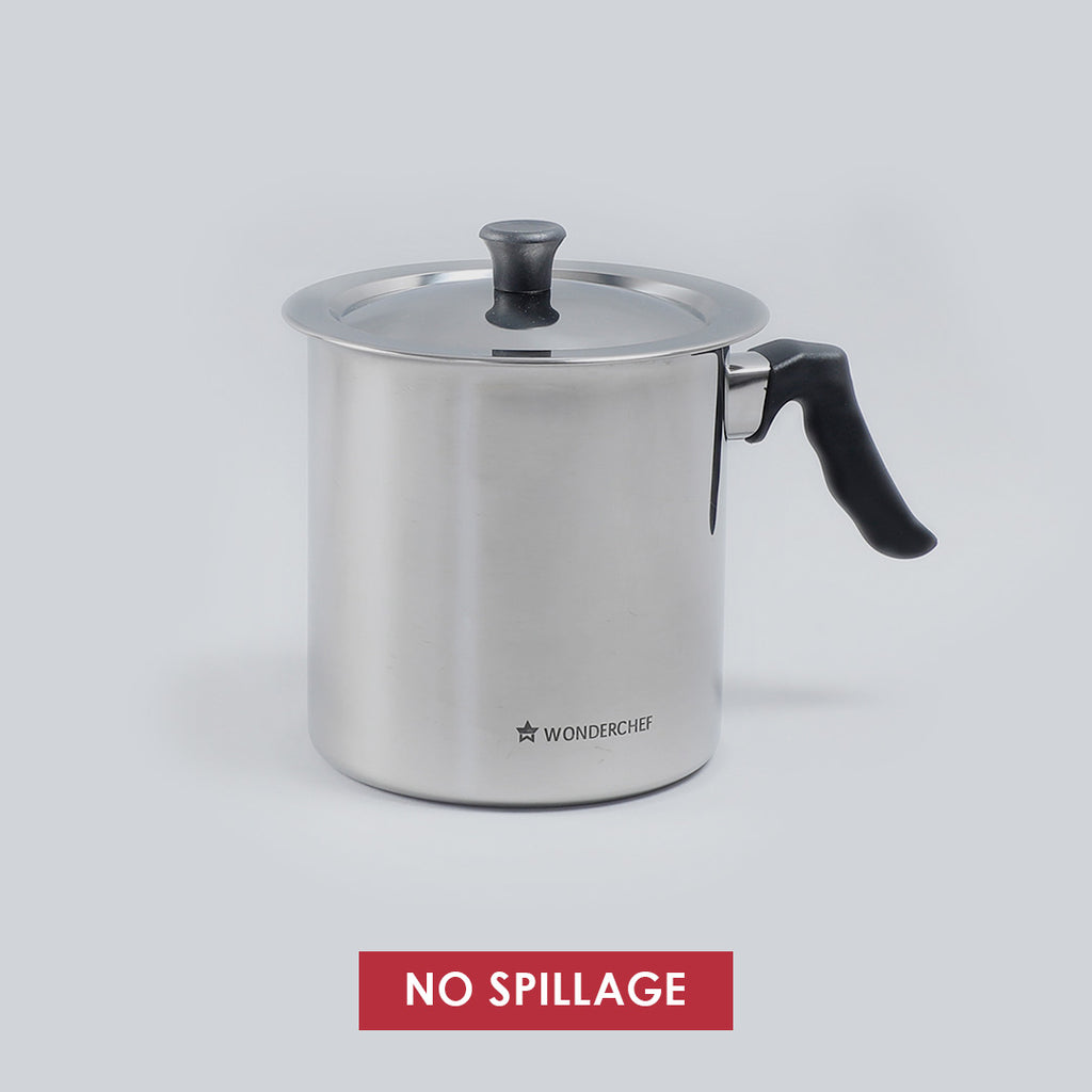 Stainless Steel Milk Boiler 2 Lires | Cool-touch Knob and Handle | Whistle Indicator | Easy Pouring | Silver