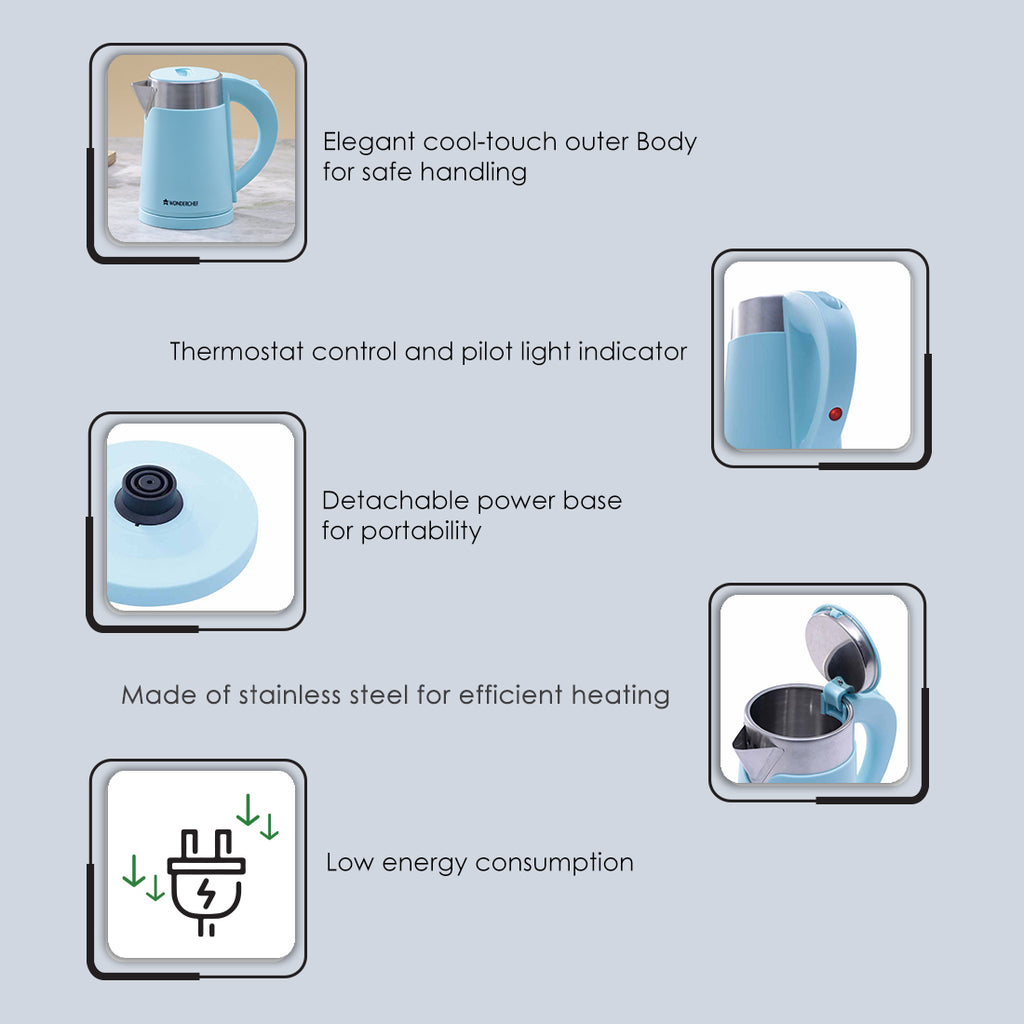 COOL-TOUCH Electric Kettle,1500 W, 800 ml, 2 Years Warranty