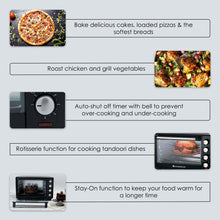 Load image into Gallery viewer, Oven Toaster Griller (OTG) - 28 Litres, Black - with Rotisserie,Auto-shut off, heat-resistant tempered glass, Multi-stage heat selection