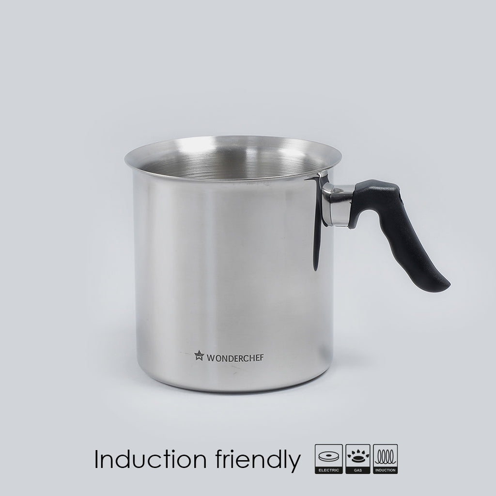 Stainless Steel Milk Boiler 2 Lires | Cool-touch Knob and Handle | Whistle Indicator | Easy Pouring | Silver
