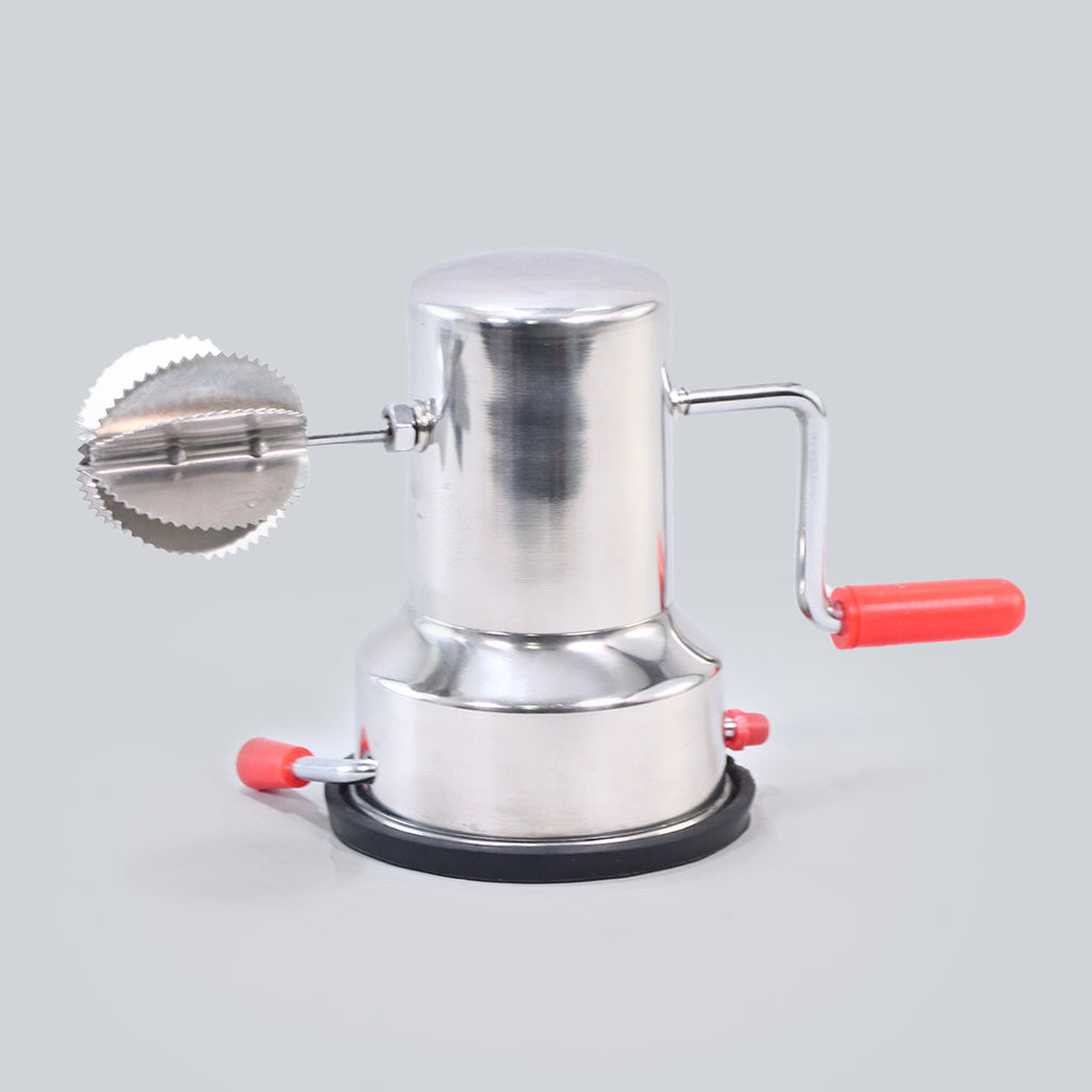 Stainless Steel Coconut Scraper for Kitchen, Vacuum Base, Rotatable Handle, Manual Operation, Silver