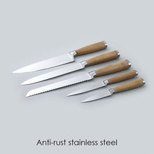 Load image into Gallery viewer, Razor Knife Block Set, Anti-rust Stainless Steel, Straight and Serrated Knives, 8&quot; size,