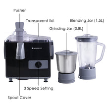 Load image into Gallery viewer, Prato Juicer Mixer Grinder, 500W, 2 Jars, 2 Years warranty, Black