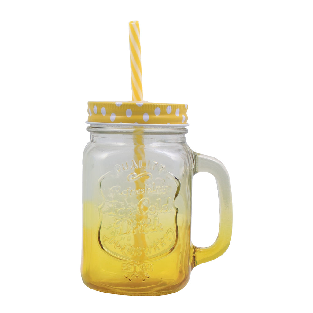 Mason Jar Set 450Ml (Yellow And Blue)