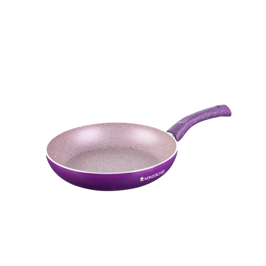 Granite 24 cm Non-Stick Fry Pan | 1.8L | Purple | 5 Layer PFOA Free Non-Stick Coating | Compatible with Hot Plate, Hobs, Gas Stove, Ceramic Plate and Induction cooktop | 2 Year Warranty