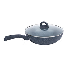 Load image into Gallery viewer, Granite 24 cm Non-Stick Wok | Glass Lid | Induction Bottom | Soft-Touch Handles | Virgin Aluminium | PFOA and Heavy Metals Free | 3.5mm Thick| 24cm, 2.7 litres | 2 Year Warranty | Grey