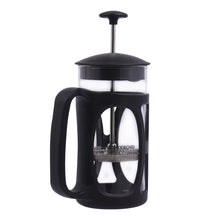 Load image into Gallery viewer, French Press Coffee &amp; Tea Maker 350 ml|Premium Heat Resistant Borosilicate Glass Carafe|4 Level Filtration System|Stainless Steel Plunger with Mesh|Perfect for Coffee Brew Enthusiasts|1-2 Cups of Coffee|Brews in Just 3 Minutes|Black|1 Year Warranty