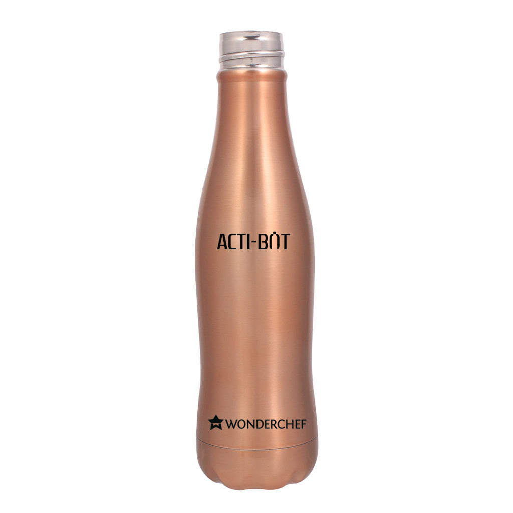 Acti-Bot, 900ml, Stainless Steel Single Wall Water Bottle, Copper Finish, Light Weight, Spill and Leak Proof, 2 Years Warranty