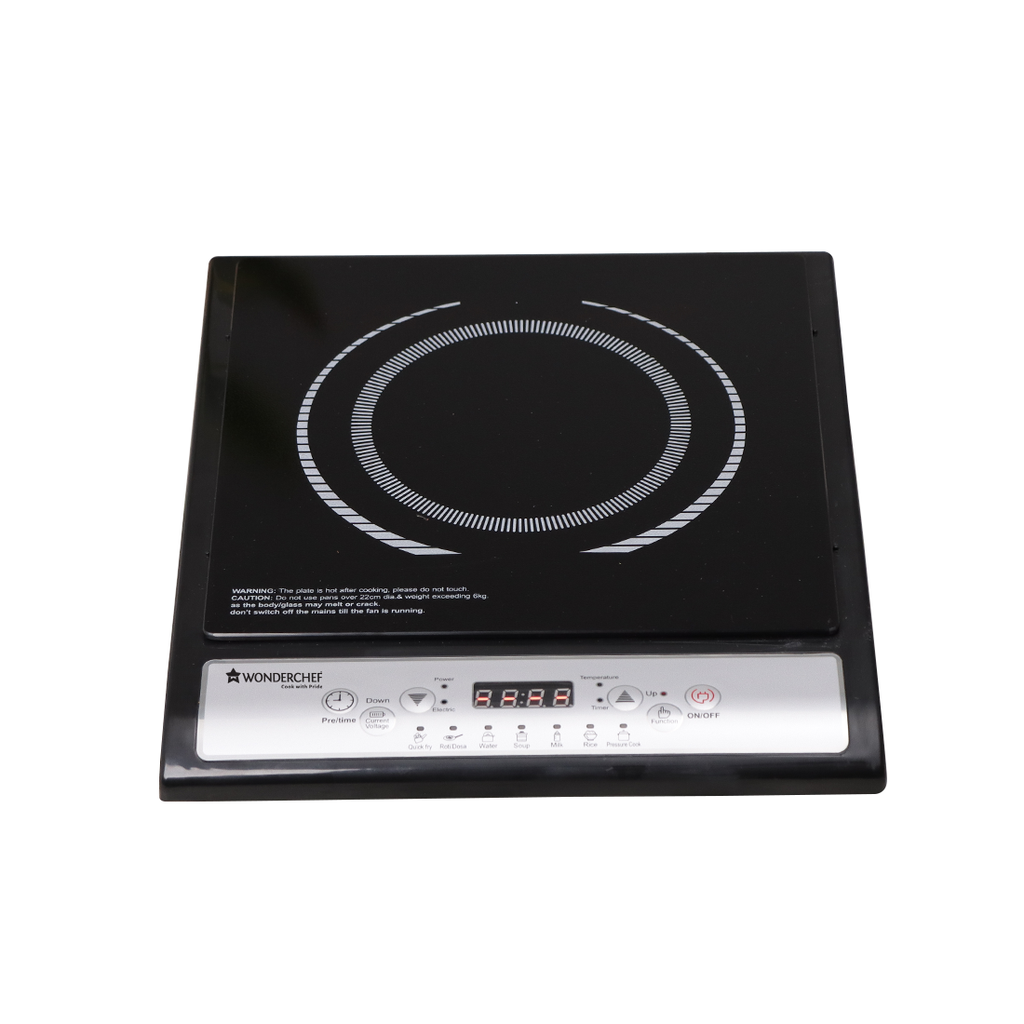 Torino Induction Cooktop with 11 Pre-set Cooking Menus|2000 Watt Induction Cooktop| Eco-friendly IGBT Technology|Crystal Glass Top Surface| LCD Digital Panel | Smart Touch Buttons|Compact & Portable Induction Cooktop| 2 Year Warranty