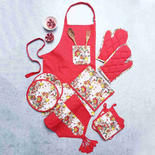 Load image into Gallery viewer, Como Apron with floral print - Red