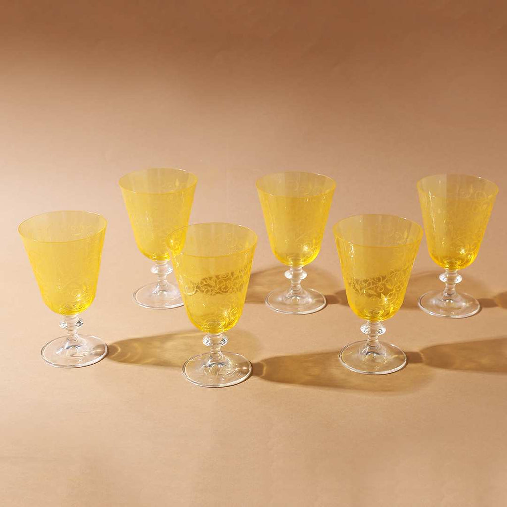 Modena Water Glass Yellow 350 ml (Set of 6)