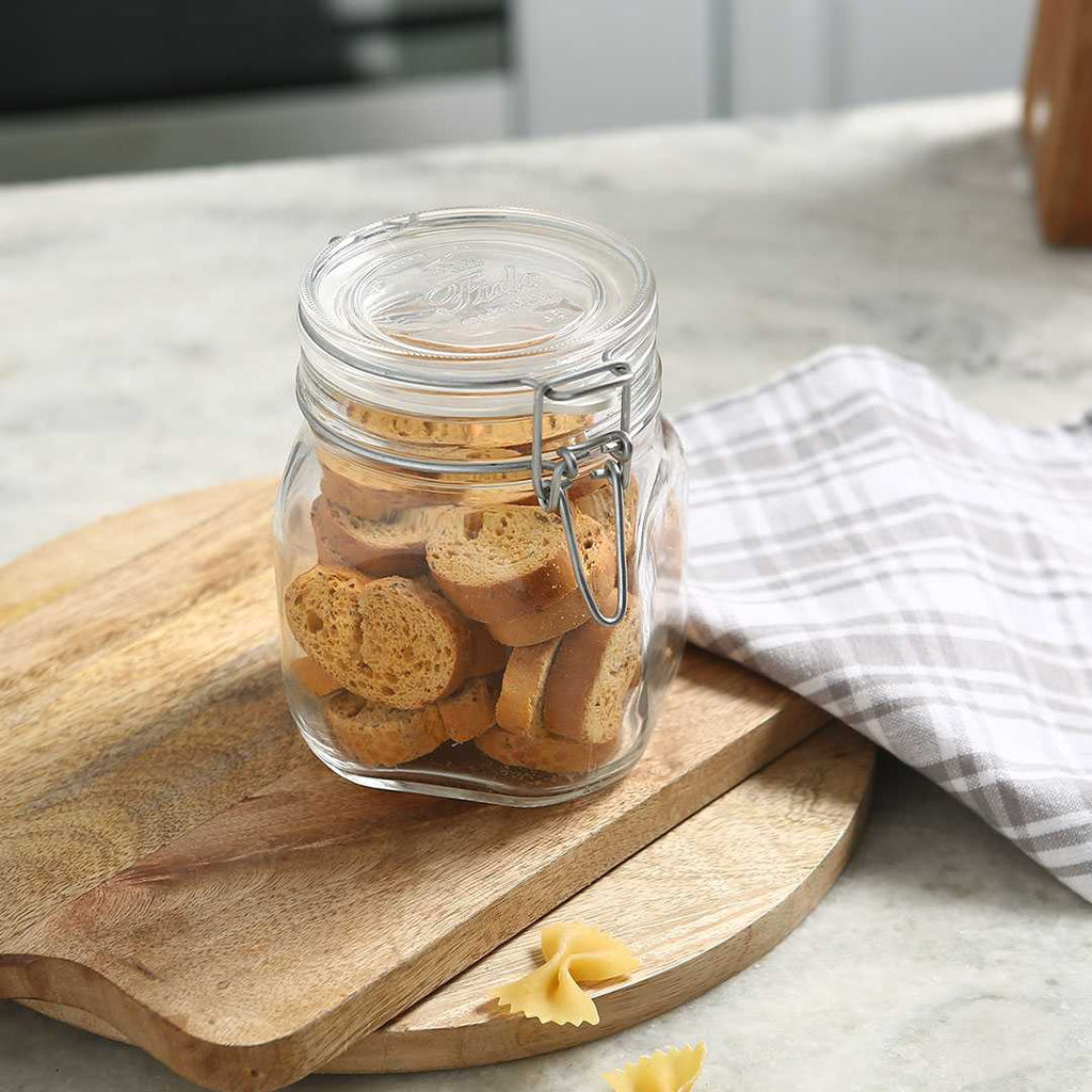 Bormioli Fido 2 Pc Set Glass Jar Container Medium