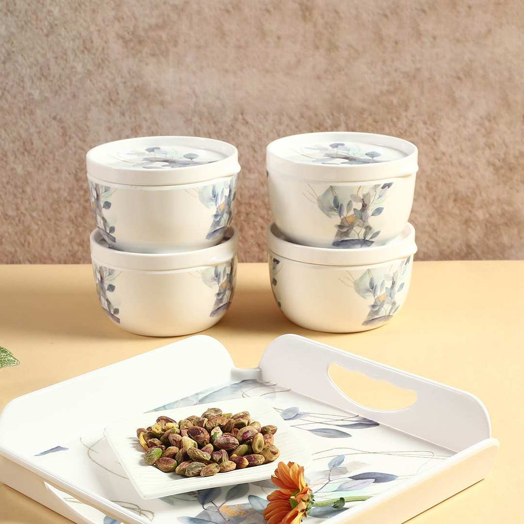 Venice Multipurpose Container & Tray - Blue Leaves (Set of 9)
