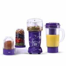 Load image into Gallery viewer, Nutri-blend Complete Kitchen Machine, 400W, 22000 RPM 100% Full Copper Motor, Mixer-Grinder, Blender, Chopper, Juicer, SS Blades, 4 Unbreakable Jars, 2 Years Warranty, Purple, Recipe Book By Chef Sanjeev Kapoor