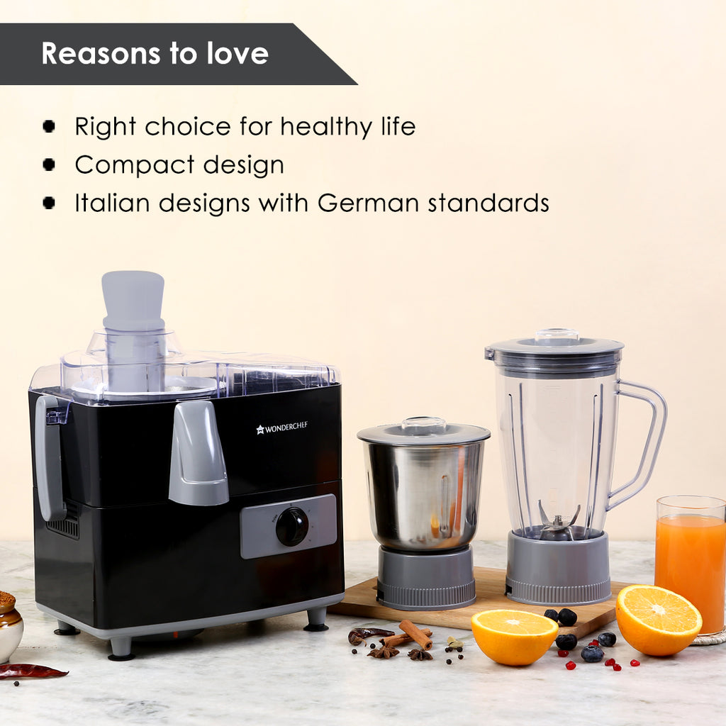 Prato Juicer Mixer Grinder, 500W, 2 Jars, 2 Years warranty, Black