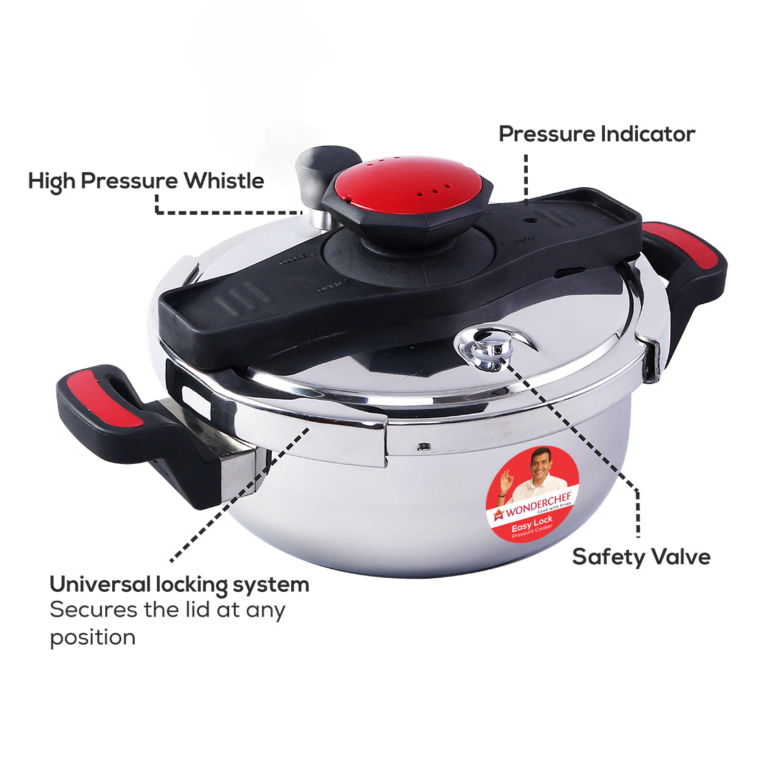 stainless steel safe v-shape pressure cooker