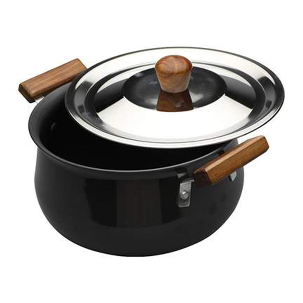 Ebony Hard Anodized Non-stick Biryani Handi with Lid - 5 L | Black