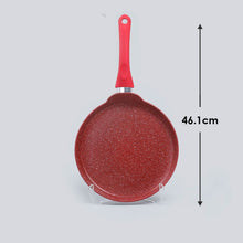 Load image into Gallery viewer, Royal Velvet 28cm Non-stick Dosa Tawa, Induction bottom, Soft-touch Handle, Virgin Grade Aluminium, PFOA/Heavy metals free, 3mm, 2 years warranty, Red