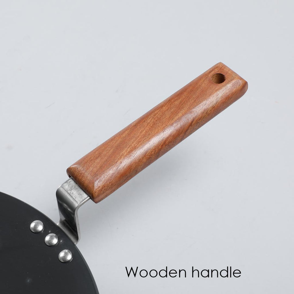 Ebony 28 cm Roti Tawa | Wooden Handle With Rivets | Hard Anodized Aluminium| Non Stick Tawa | 4.88 mm | 2 Years Warranty | Black