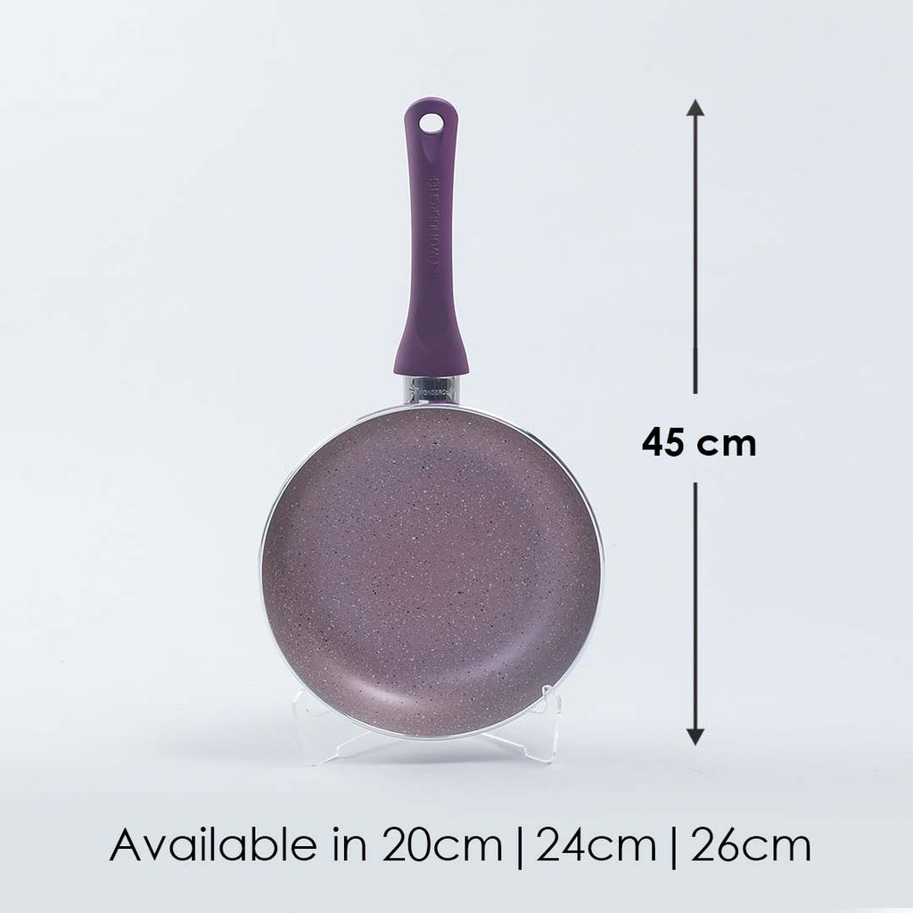 Royal Velvet Non-Stick 26 cm Fry Pan with Induction Bottom & Soft-Touch Handle | Virgin Grade Aluminium | PFOA & Heavy Metals Free | 3 mm thick | 2.1 litres | 2 Years Warranty | Purple