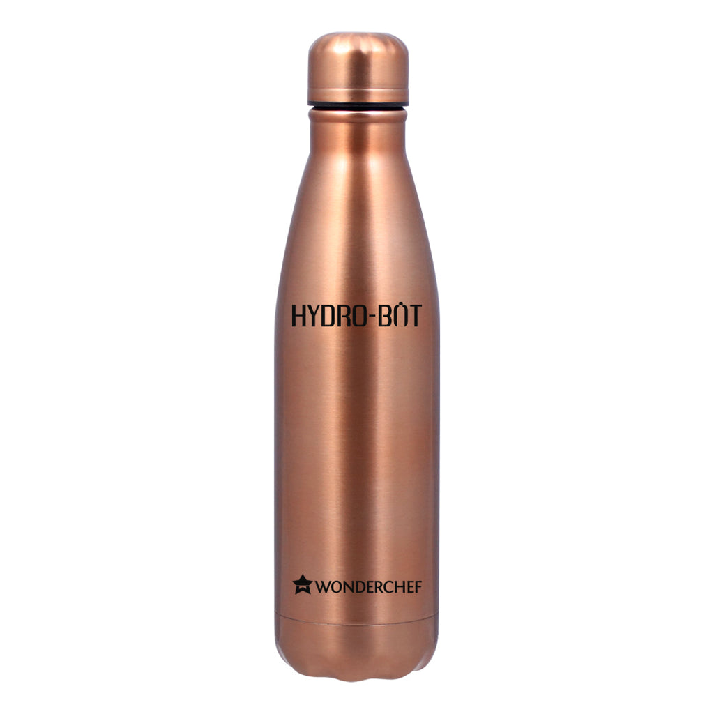 Hydro-Bot, 500ml, Stainless Steel Single Wall Water Bottle, Light Weight, Spill and Leak Proof, Brown, 2 Years Warranty