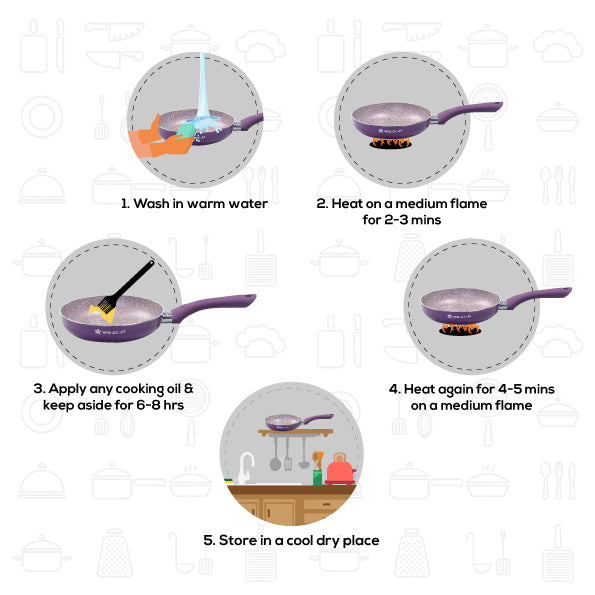 Royal Velvet Non-Stick 26 cm Fry Pan with Induction Bottom & Soft-Touch Handle | Virgin Grade Aluminium | PFOA & Heavy Metals Free | 3 mm thick | 2.1 litres | 2 Years Warranty | Purple