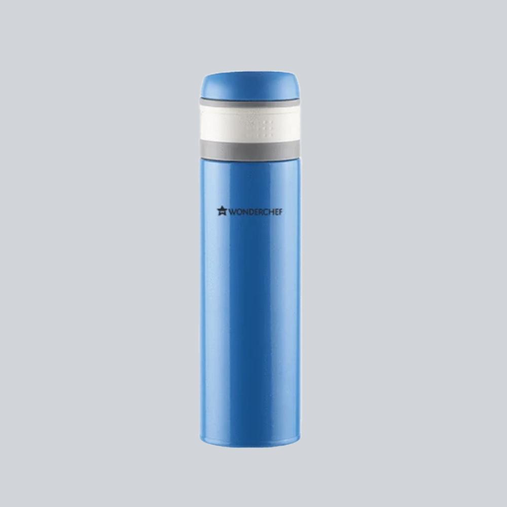 Uni-Bot, 500ml, Double Wall Stainless Steel Vacuum Insulated Hot and Cold Flask, Ultra Light, Spill and Leak Proof, 2 Years Warranty, Blue