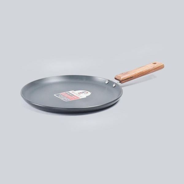 Ebony Non-Stick Dosa Tawa Griddle Pan 26.5 cm with Wooden Handle, Black
