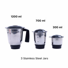 Load image into Gallery viewer, Capri Mixer Grinder 750W, 3 Stainless Steel Jars, Black &amp; Red, 5 Years Warranty