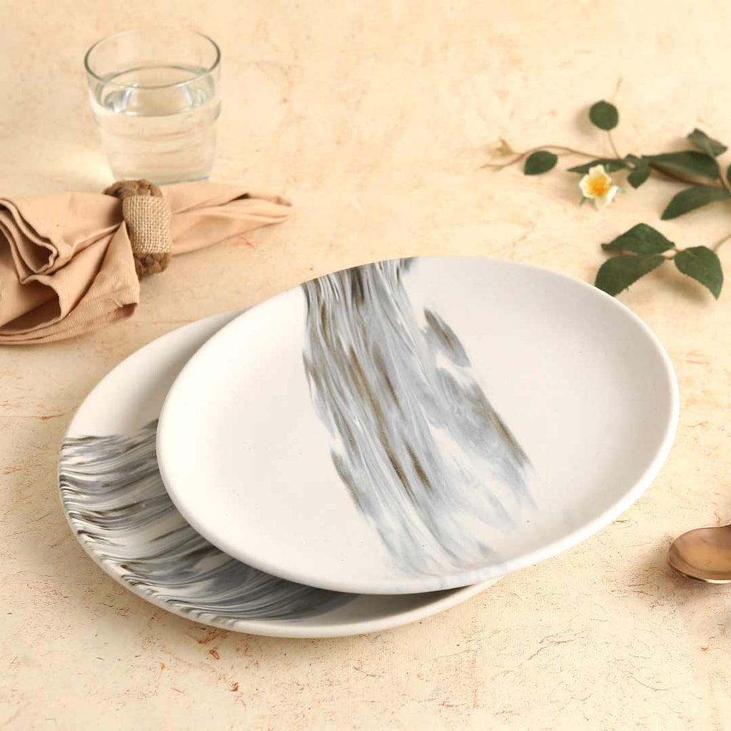Teramo Stoneware 10" Dinner Plate - Marble White (Set of 2)