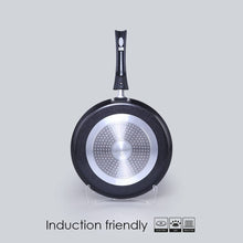 Load image into Gallery viewer, Platinum Plus Non-stick Cookware Set, 4Pc (Kadhai with Lid, Fry Pan, Dosa Tawa), Induction Bottom, Cool-touch Bakelite Handle, Pure Grade Aluminium, PFOA/Heavy Metals Free, 1 Year Warranty, Black