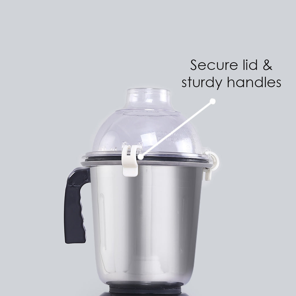 Glory Mixer Grinder,  750 W with 4 Stainless Steel Jars and Anti-rust Stainless Steel Blades, Ergonomic Handles, 5 Years Warranty on Motor