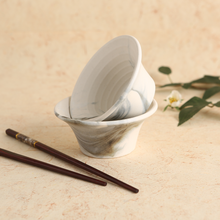 Load image into Gallery viewer, Teramo Stoneware Japanese Bowl 210 ml - Marble White (Set of 2)
