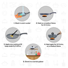 Load image into Gallery viewer, Granite Non-stick Cookware Set, 4Pc (Fry Pan with Lid, Wok, Dosa Tawa), Induction Bottom, Soft-touch Handles, Virgin Grade Aluminium, PFOA/Heavy metals free, 3.5mm, 2 years warranty, Grey