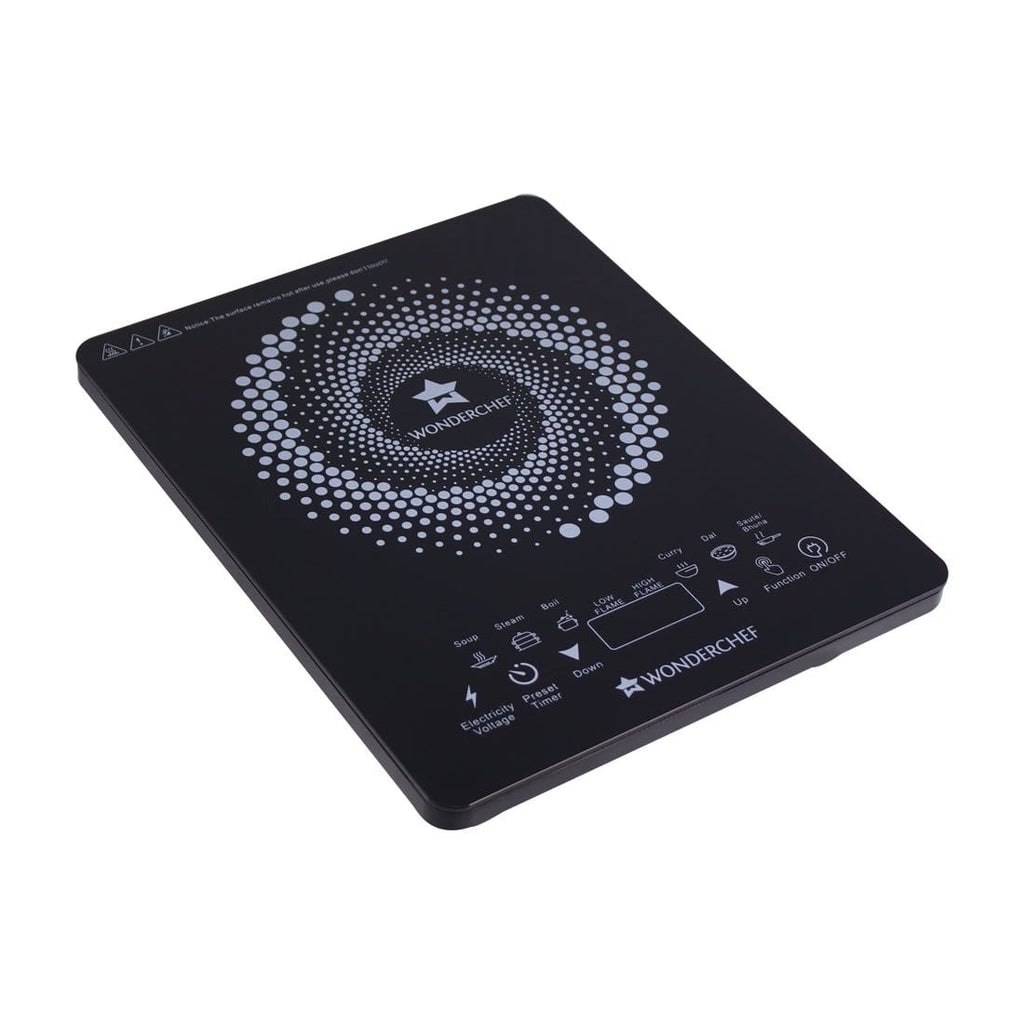 Swift Induction Cooktop with 8 Power Settings|2200 Watt Induction Cooktop| Pre-set Menus for Soups, Curries, Dals, Saute Masala|Crystal Glass Top Surface| LCD Digital Panel | Smart Touch Buttons|Compact & Portable Induction Cooktop| 2 Year Warranty