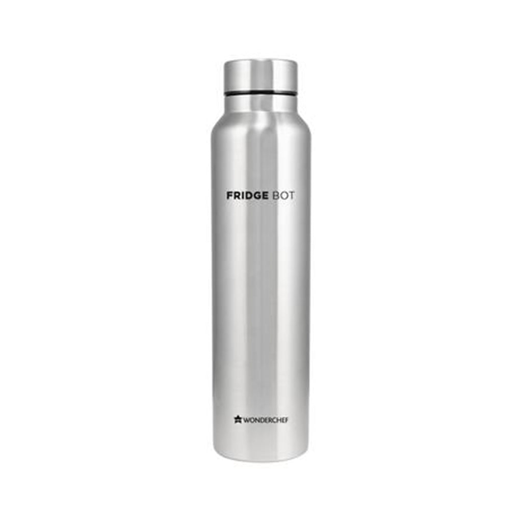 Stainless Steel Fridge-bot 1000 ml Each | Pack of 2 | Gift Box Packing | Single wall | Non-insulated | 304 Stainless Steel | Non Toxic | BPA free | Rust Free | Spill and Leak proof | Light weight | For Home & Office | Wide Mouth | 2 Years Warranty