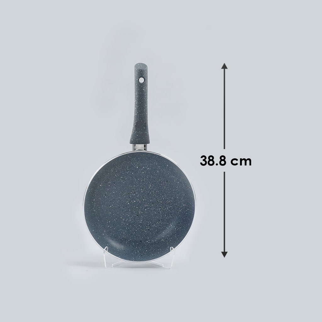 Granite Non-stick Fry Pan, Induction Bottom, Soft Touch Handle, Virgin Grade Aluminium, PFOA/Heavy Metals Free, 3.5mm, 2 years warranty, Grey