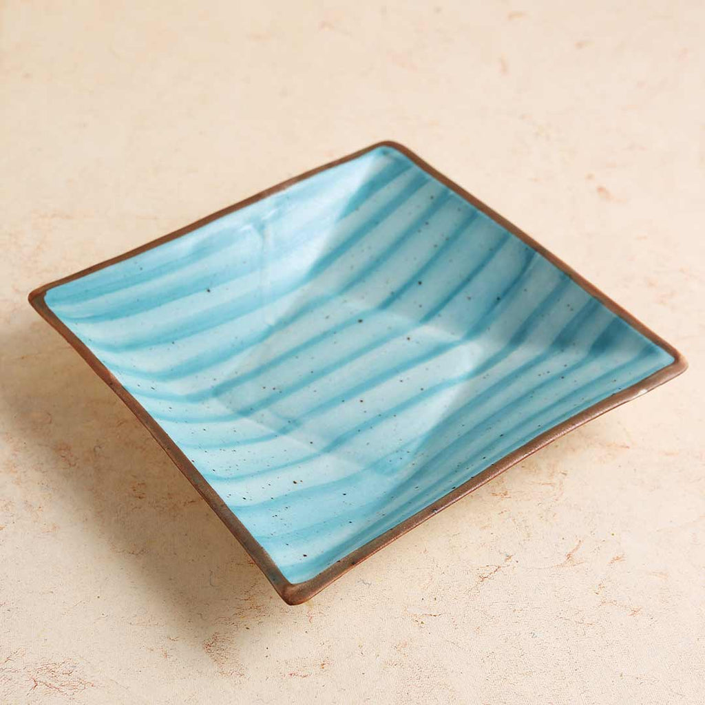 Teramo Stoneware Square Platter 8" x 8" - Blue