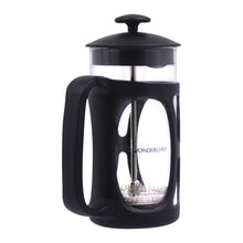 Load image into Gallery viewer, French Press Coffee &amp; Tea Maker 350 ml|Premium Heat Resistant Borosilicate Glass Carafe|4 Level Filtration System|Stainless Steel Plunger with Mesh|Perfect for Coffee Brew Enthusiasts|1-2 Cups of Coffee|Brews in Just 3 Minutes|Black|1 Year Warranty