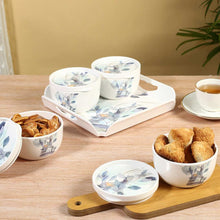 Load image into Gallery viewer, Venice Multipurpose Container &amp; Tray - Blue Leaves (Set of 9)