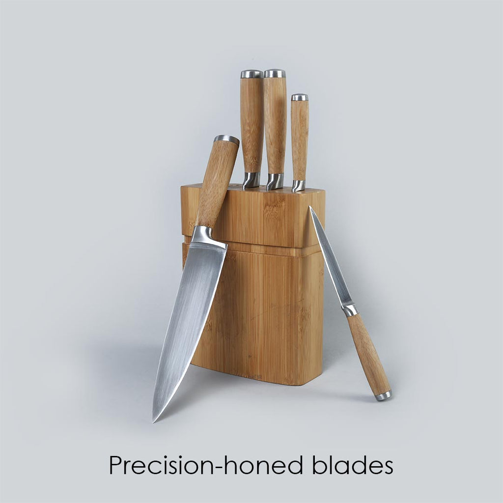 Razor Knife Block Set, Anti-rust Stainless Steel, Straight and Serrated Knives, 8" size,