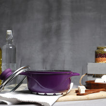 Load image into Gallery viewer, Ceramide Excellence Casserole Set, 3Pc (1200ML, 2000ML, 3500ML), Induction Friendly, Glass Lid, 2 Years Warranty, Purple