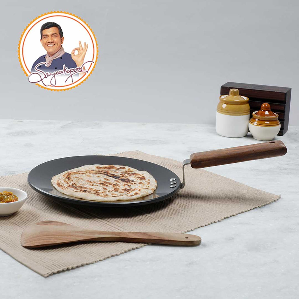 Wonderchef Hard Anodized Pure Grade Aluminum PFOA-Free Indian Cooking Roti  Naan Paratha Tawa; 25 cm Pan, Black
